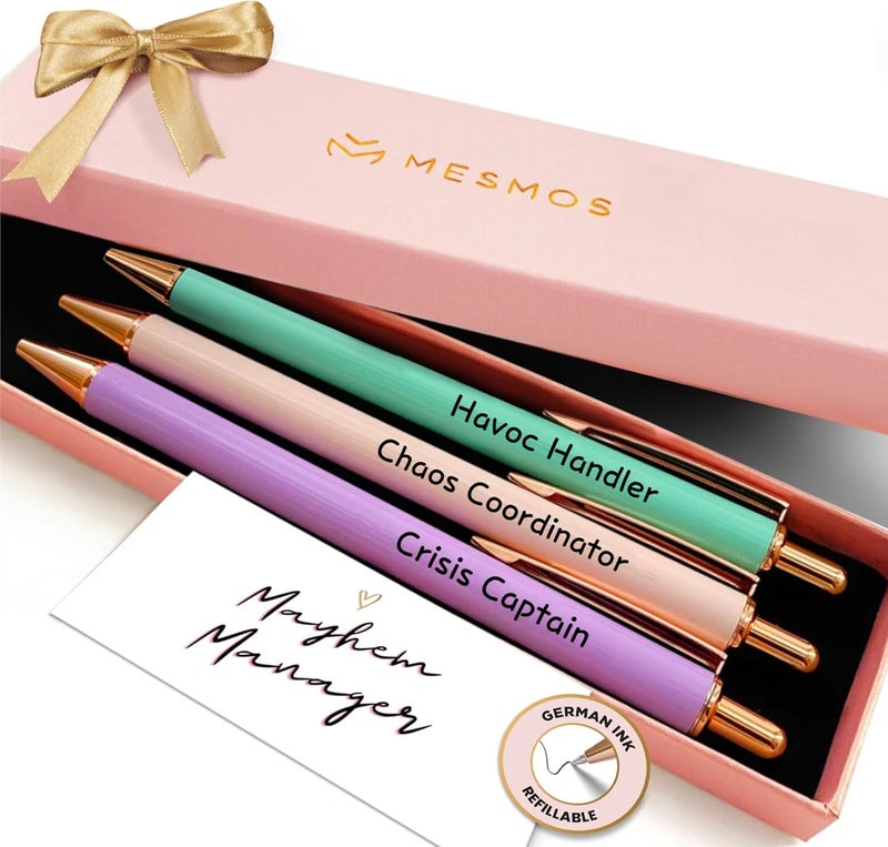 MESMOS 3pk Fancy Pen Set, Chaos Coordinator Boss Gifts for Women, Office Manager Boss Female Gifts, Leadership and Supervisor Gift, Funs with Funny Sayings for Adults - Image 1